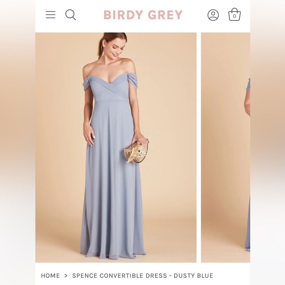 Birdy Grey- Dusty Blue convertible chiffon bridesmaid dress- Size Extra Small